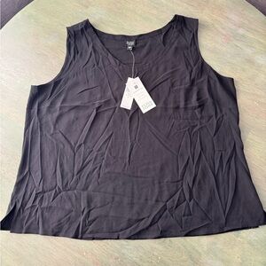 Eileen Fisher Silk Georgette Crepe Scoop Neck Tank NWT